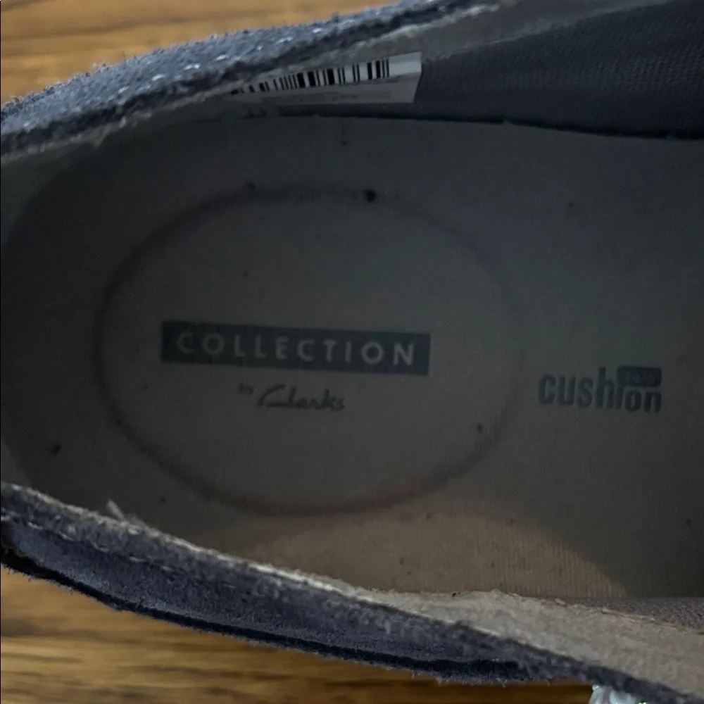 Clarks Men's Navy Suede Lace-up Loafers with Cream Laces Size 12
